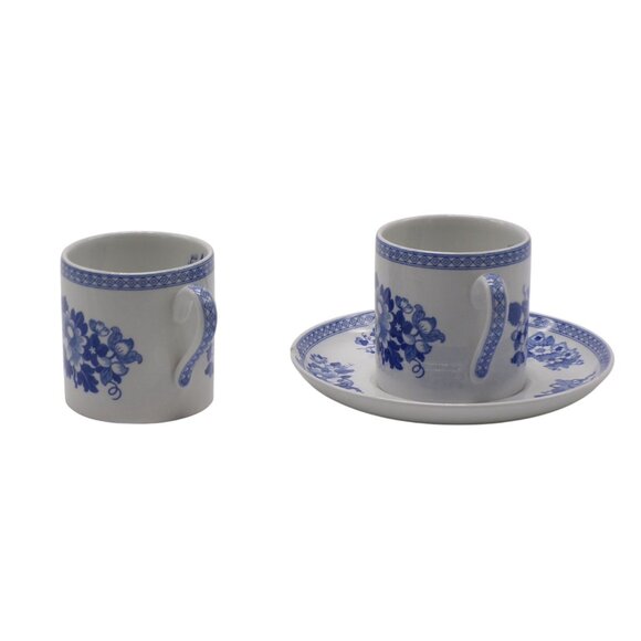 Spode Blue Room Collection Blue Groups Porcelain Demitasse 2-Cups 1-Saucer Set - Picture 2 of 9